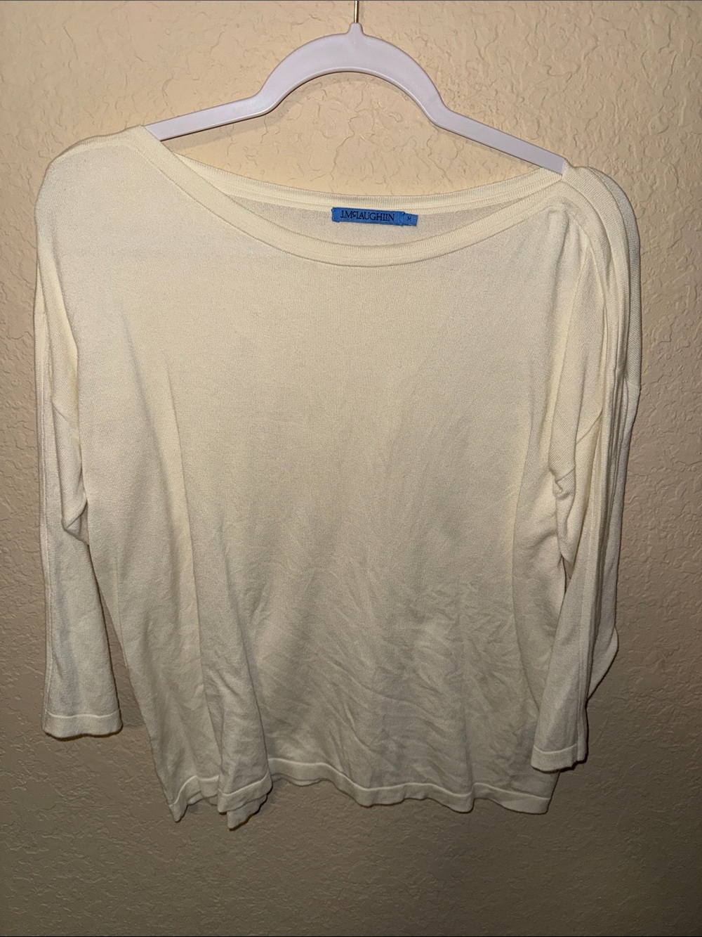 J. McLaughlin Soft Cream Boatneck Long Sleeve Top